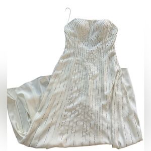 NWT Landa Ivory White  Strapless Embellished/Beaded Detail Bridal Maxi Dress  14